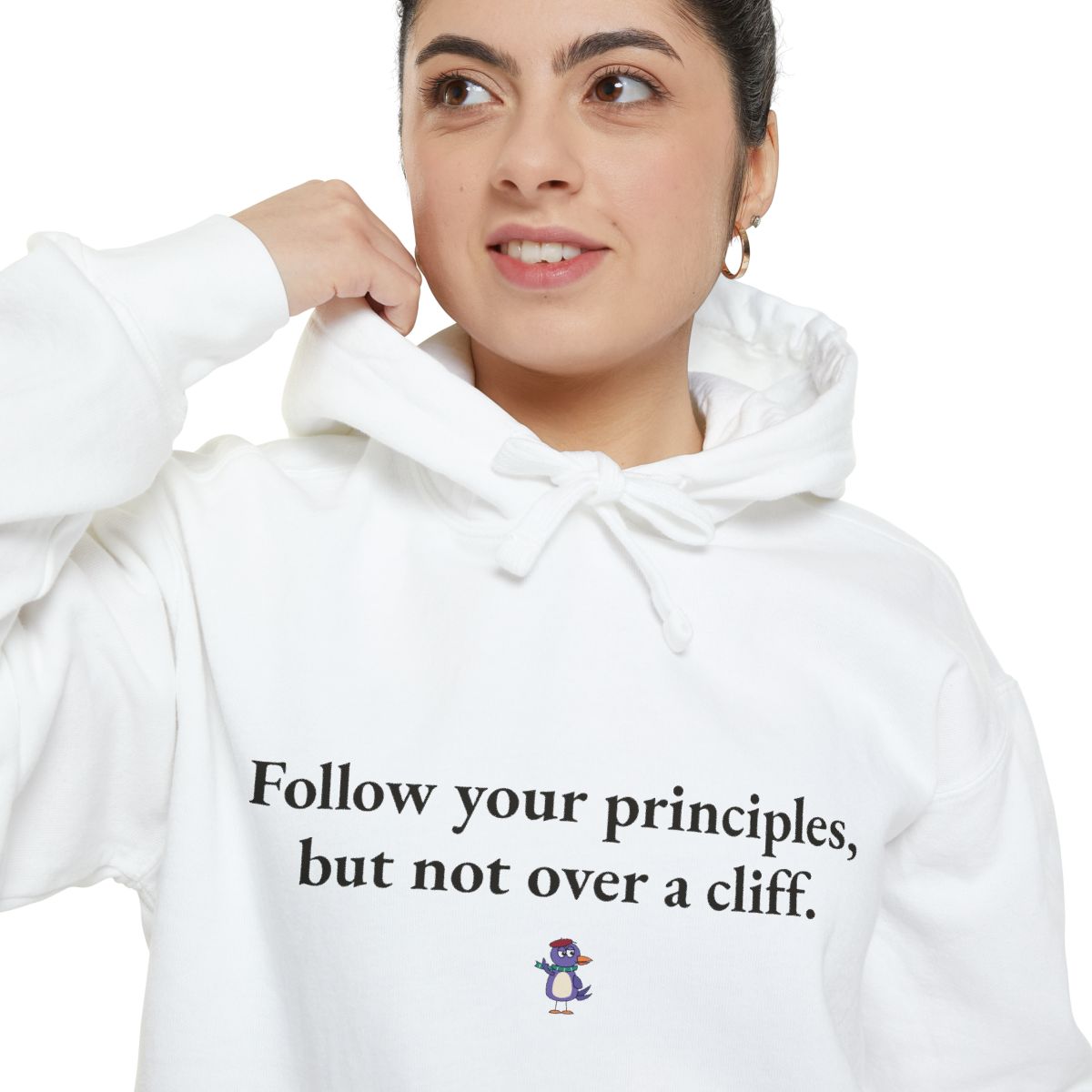 Follow your principles, but not over a cliff., worn