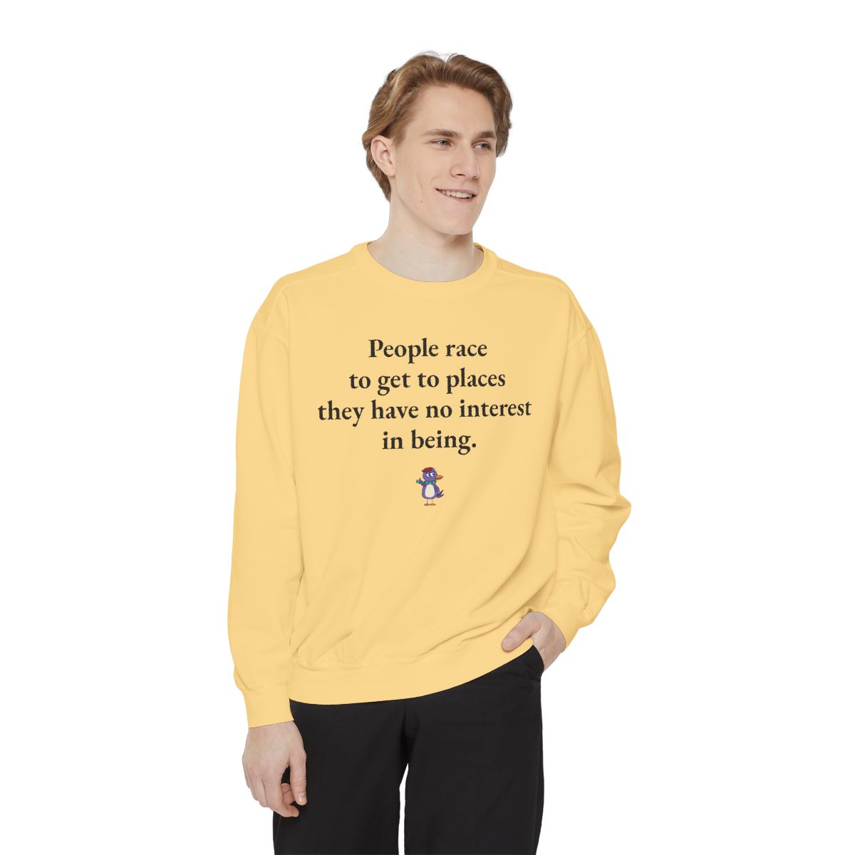 People race to get to places they have no interest in being., worn