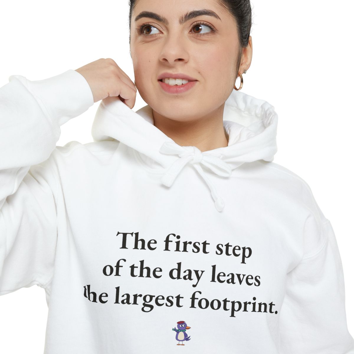 The first step of the day leaves the largest footprint., worn