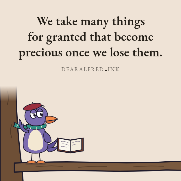 We take many things for granted that become precious once we lose them.